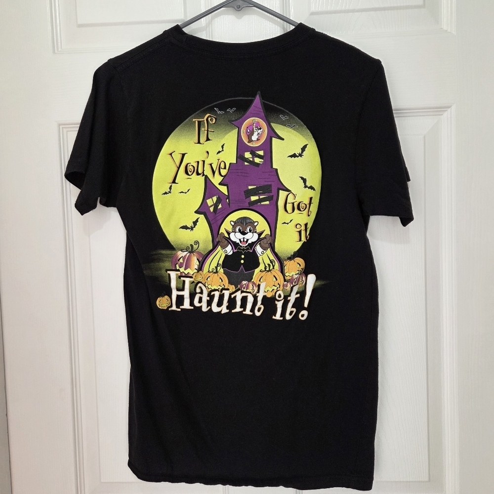 Bucees Halloween "Haunt it" Pumpkin Short Sleeve Black T Shirt Adult Size Small - Picture 3 of 5